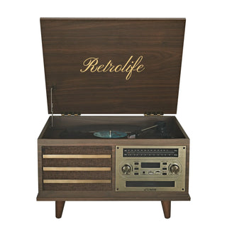 8-in-1 Vinyl Record Player with Built-in Speakers & CD Player RT15 - Retrolife Official Store