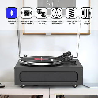 Modern Bluetooth Record Player with Built-in 50W Speakers & ATN3600L Stylus - Retrolife Official Store