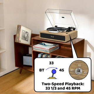 High-Quality Bluetooth Record Player with Built-in HiFi Speakers & ATN-3600L Cartridge R517 - Retrolife Official Store