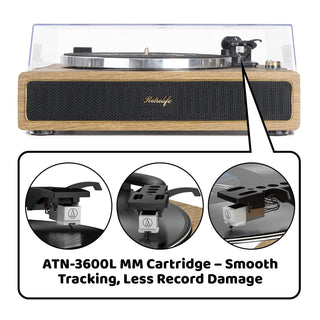 High-Quality Bluetooth Record Player with Built-in HiFi Speakers & ATN-3600L Cartridge R517 - Retrolife Official Store