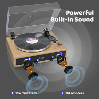 High-Quality Bluetooth Record Player with Built-in HiFi Speakers & ATN-3600L Cartridge R517 - Retrolife Official Store