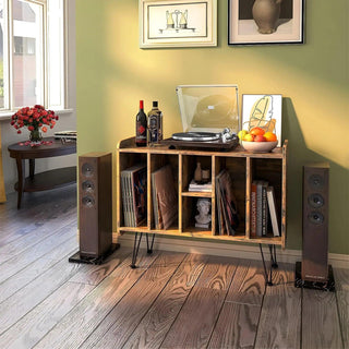 Vintage Wood 33'' Record Player Stand with Metal Legs RMD1 - Retrolife Official Store
