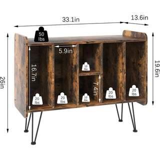 Vintage Wood 33'' Record Player Stand with Metal Legs RMD1 - Retrolife Official Store