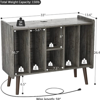 Vintage Wood 33'' Record Player Stand with Metal Legs RMD1 - Retrolife Official Store