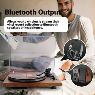 Bluetooth In&Out Record Player HiFi System with Upgraded Quality Speakers UD006 - Retrolife Official Store