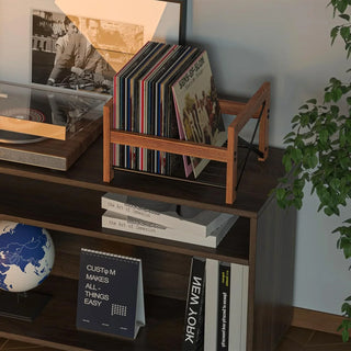 Iron & Pine Wood LP Organizer for 50–100 Albums