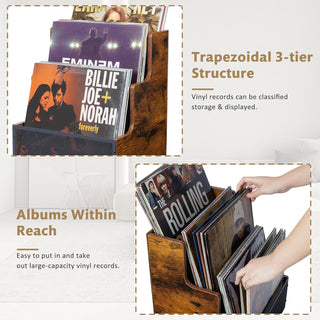 3-Tier Wooden & Metal LP Holder for Up to 60 Records