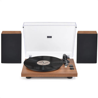 A top-down view of the record player, highlighting its smooth lines and classic design, a must-have for any vinyl lover.