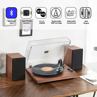 Bluetooth Input Record Player HiFi System with Stereo Speakers & ATN3600L Stylus SY101 - Retrolife Official Store