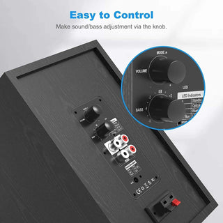 Bluetooth 5.0 Bookshelf Speakers with Bass Adjustable - Retrolife Official Store