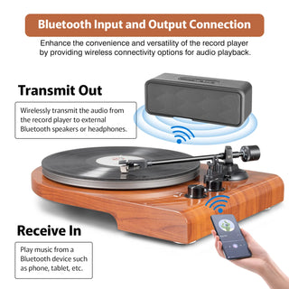 Wooden Turntable with Bluetooth Input/Output & MM Cartridge UD009