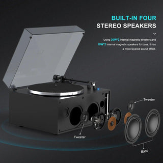 Bluetooth Record Player HiFi System with Excellent Speakers HQKZ008 - Retrolife Official Store