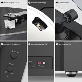 Bluetooth Record Player HiFi System with Excellent Speakers HQKZ008 - Retrolife Official Store