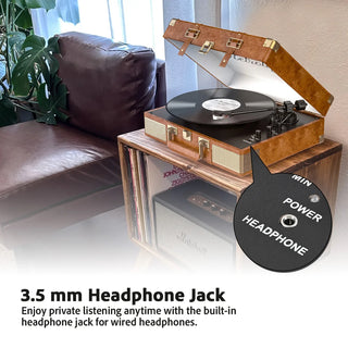 Vintage Dual Bluetooth Suitcase Record Player with Built-in Speakers R601