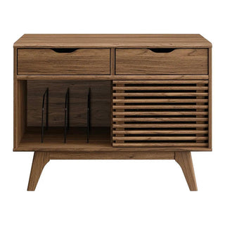 Mid-Century Wooden 36.5'' Vinyl Record Cabinet with Drawers - Retrolife Official Store