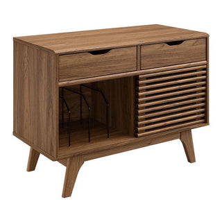Mid-Century Wooden 36.5'' Vinyl Record Cabinet with Drawers - Retrolife Official Store