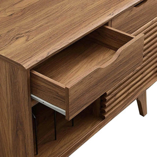 Mid-Century Wooden 36.5'' Vinyl Record Cabinet with Drawers - Retrolife Official Store