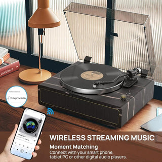 Quality Bluetooth Record Player with Built-in Speakers R517 Black - Retrolife Official Store