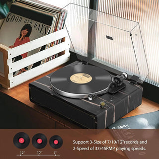 Quality Bluetooth Record Player with Built-in Speakers R517 Black - Retrolife Official Store