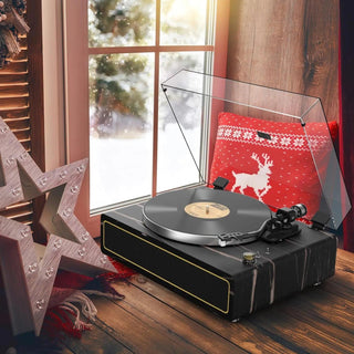 Quality Bluetooth Record Player with Built-in Speakers R517 Black - Retrolife Official Store