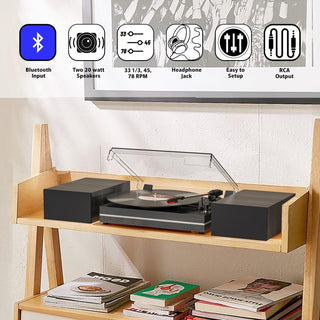Bluetooth Record Player with Upgraded 40W Speakers & Ruby Stylus R612 PRO - Retrolife Official Store