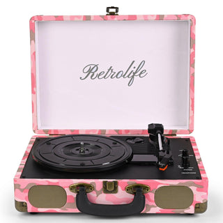 Vintage Suitcase Record Player with Built-in Speakers R609 - Retrolife Official Store