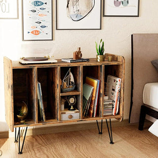 Vintage Wood 33'' Record Player Stand with Metal Legs RMD1 - Retrolife Official Store