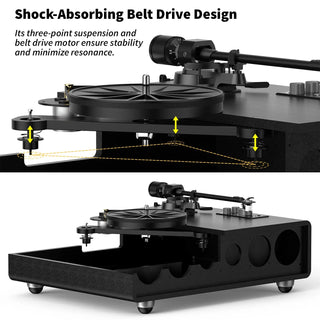 Light Up Record Player with Built-in 40W Speakers & ATN-3600L MM Stylus RT26