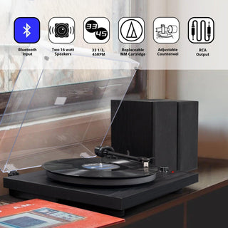 Bluetooth Input Record Player HiFi System with Stereo Speakers & ATN3600L Stylus SY101 - Retrolife Official Store