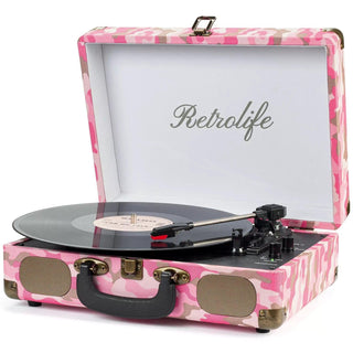 Vintage Suitcase Record Player with Built-in Speakers R609 - Retrolife Official Store