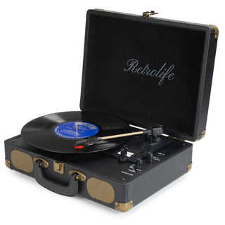 Vintage Suitcase Record Player with Built-in Speakers R609