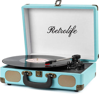 Vintage Suitcase Record Player with Built-in Speakers R609 - Retrolife Official Store