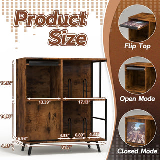 Mid-Century Vinyl Record Stand Dual-Side Storage & Display for LPs