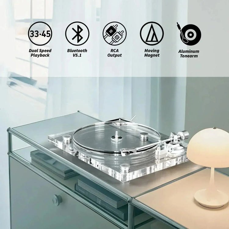 High Fidelity Transparent Bluetooth Out Turntable with ATN3600L Stylus ...
