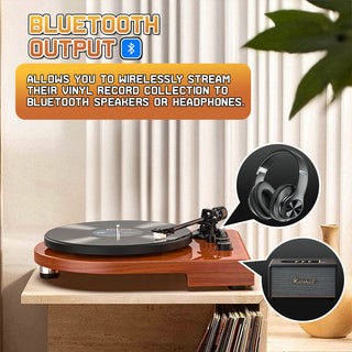 High Quality Wooden Bluetooth In&Out Turntable with ATN-3600L Stylus UD009