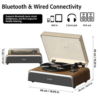 High Performance Record Player with Built-in Stereo Speakers RT522
