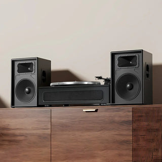 Retrolife HQ-KZ018 vintage record player with built-in 50W speakers and Audio-Technica MM cartridge