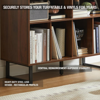 Mid-Century Record Player Stand with Vinyl Storage