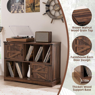 Large Vinyl Record Player Stand with Storage