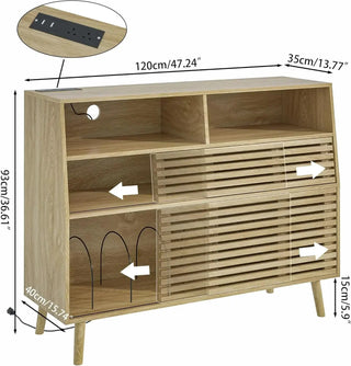 Mid-Century Record Player Stand with Charging Station and Large Vinyl Record Storage Retrolife Turntable Official Store