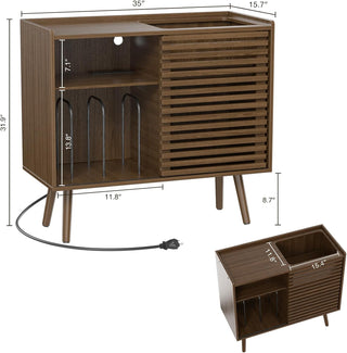Multifunctional Vinyl Record Player Stand with Power Outlets