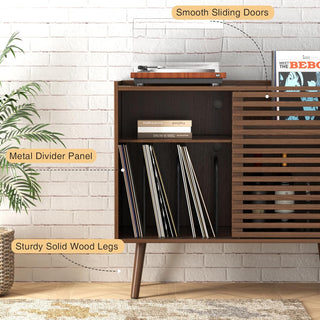 Multifunctional Vinyl Record Player Stand with Power Outlets