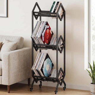Mobile Vinyl Record Storage Cart Holds 200 LPs  Retrolife Official Store 
