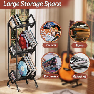 Mobile Vinyl Record Storage Cart Holds 200 LPs  Retrolife Official Store 