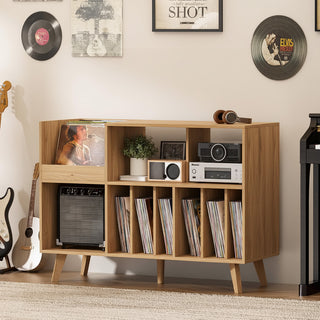 48" Record Player Stand with Vinyl Storage Display Cabinet Holds for 450+ LPs