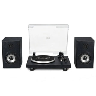 Retro Style Dual Bluetooth Turntable System with Upgraded 2×30W HiFi Speakers UD016