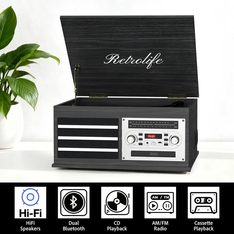 8-in-1 Record Player Music Center