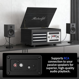8-in-1 Vinyl Record Player Music Center with Built-in Speakers & CD Player RT15