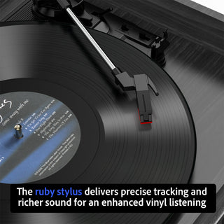 8-in-1 Vinyl Record Player Music Center with Built-in Speakers & CD Player RT15