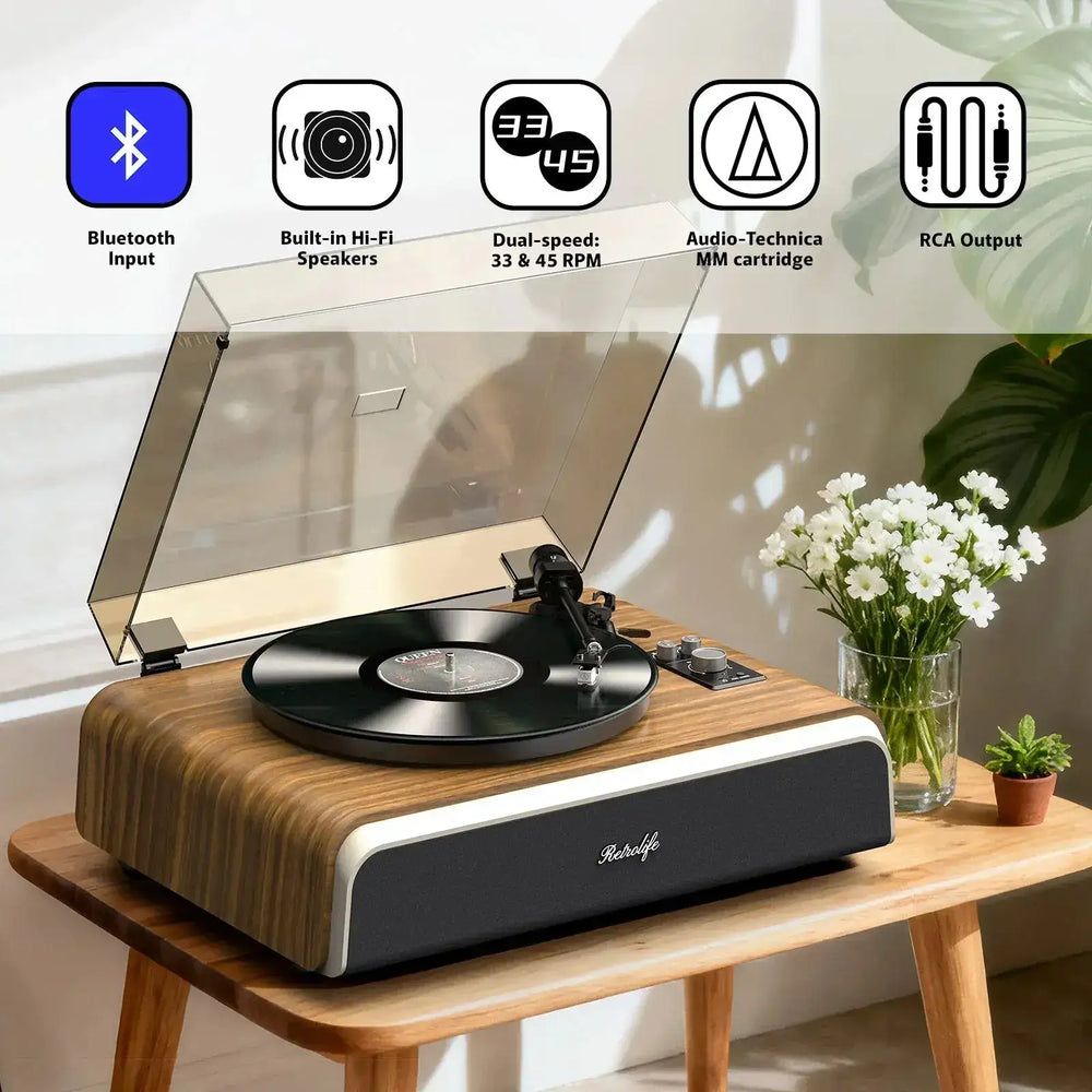 Retro Life Rt522 High Performance Record Player with Built-in Stereo Speakers RT522 ...